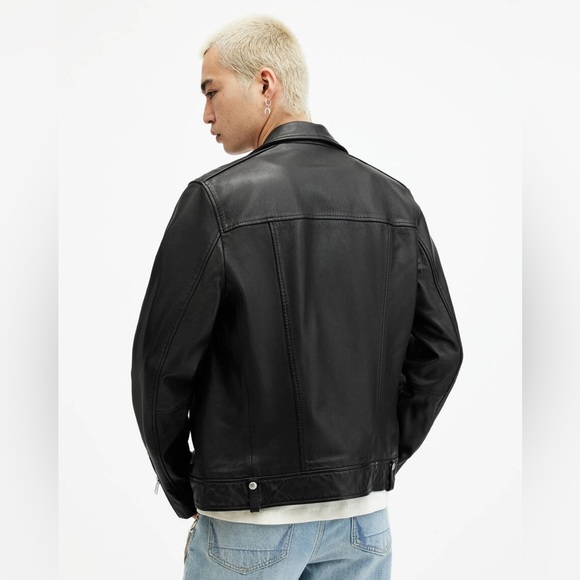 ALLSAINTS Milo Asymmetric Zip Leather Biker Jacket - Picture 7 of 7